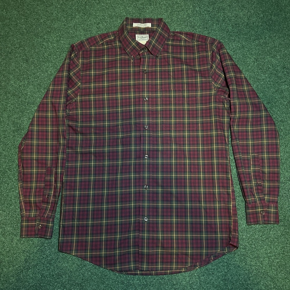 L.L. Bean Wrinkle Free Slightly Fitted‎ Button Down Shirt Men's M-Regular B4